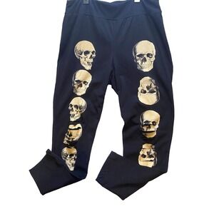 Vocal Pants Womens 2XL‎ Black Skull Leggings Laser Slashed Cut Goth Punk NWOT
